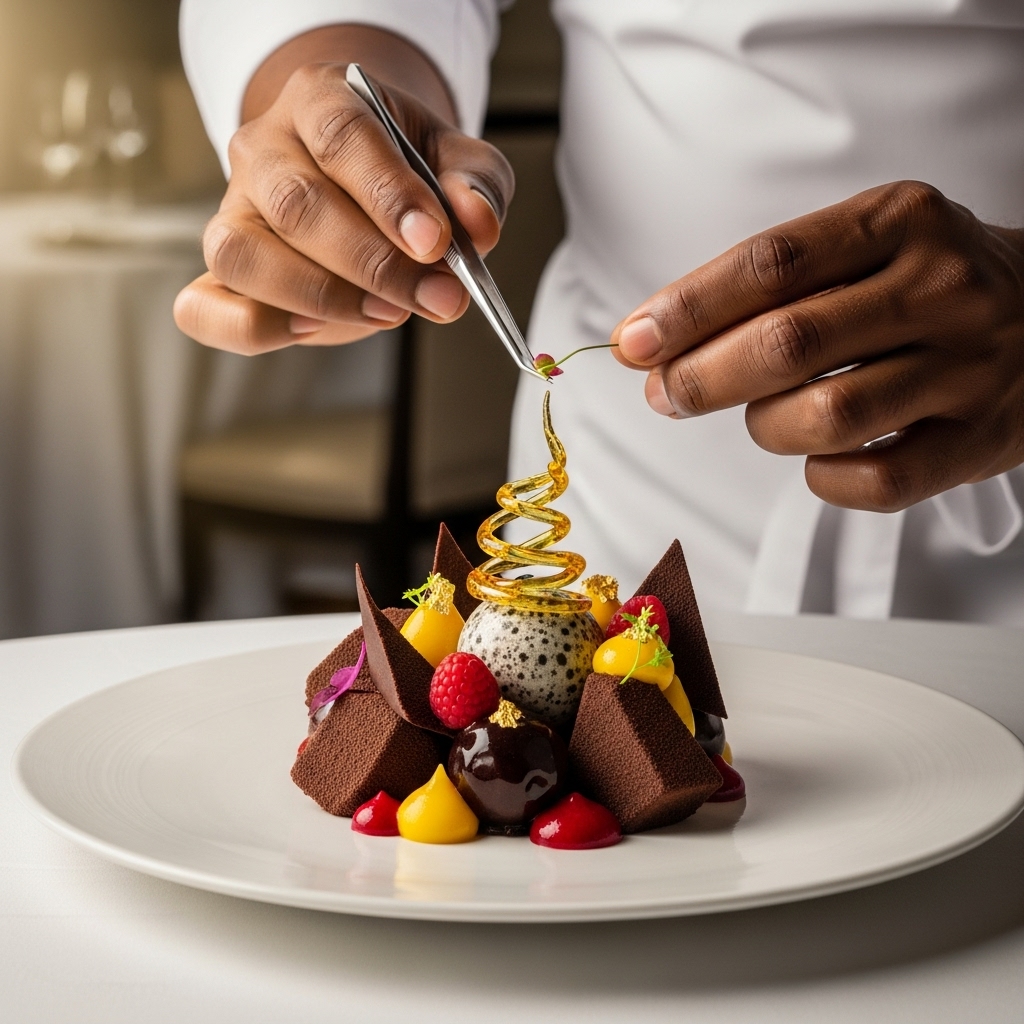 Art-inspired dessert presentation